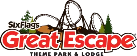 Logo de Six Flags Great Escape Theme Park & Lodge.