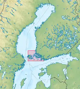 Carte de localisation de l'archipel finlandais dans le Sud du golfe de Botnie.