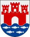 Château fort et harengs sur le blason de Skanör med Falsterbo.