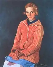 Portrait d'une jeune fille dans un spencer à carreaux