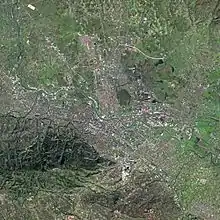 Photographie de Skopje depuis le satellite Spot