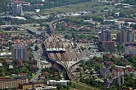 Photographie de la gare vue depuis le mont Vodno