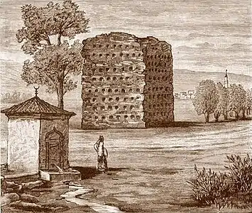 Dessin de la tour en 1863, par Felix Kanitz.