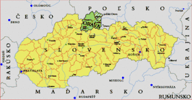 Le territoire occupé par l'Orava dans une carte moderne de la Slovaquie.