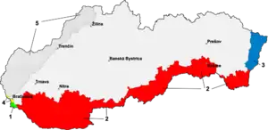 Modifications de frontières Hongrie-Slovaquie 1937-1945