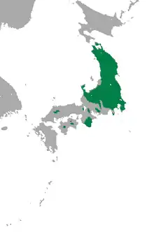Carte du Japon avec larges zones vertes