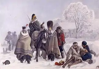 Les restes de l'armée française dans la neige à Smarhon, toile de Christian Wilhelm von Faber du Faur, 1812.