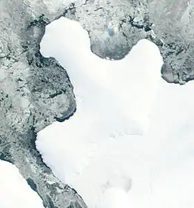 Vue satellite de l'île Smyley par le MODIS.