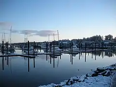 Le port de Bandon en hiver.