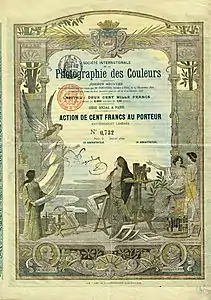 Action de la Société internationale de la Photographie des couleurs (1899).