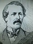 Portrait gravure d'un homme avec moustache.