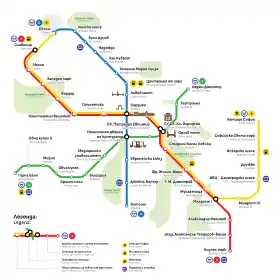 Carte topologique du métro de Sofia.