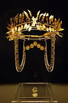 Couronne d'or faisant partie du trésor ordyse découvert en 2005 à Golyamata Moguila, entre Zlatnitsa et Malomirovo.