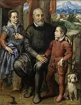 Portrait d'Amilcare avec sa fille Minerva et son fils Asdroubal, par Sofonisba Anguissola (vers 1559)