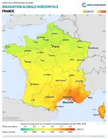 Carte de l'ensoleillement en France - 2011
