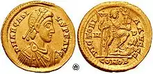 Solidus de Flavius Arcadius (image d'illustration).