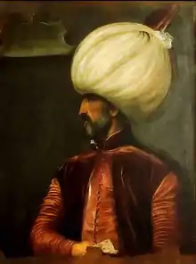Huile sur toile de Soliman le Magnifique, vue de profil.