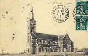 L'église en 1911, avant la construction de la cité Beaurepaire.