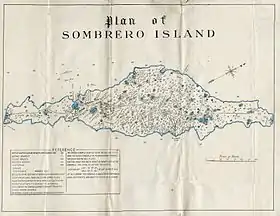 Plan de l'île Sombrero par Thomas Corfield, 1880