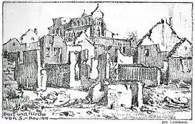 Destruction de Sommepy pendant la guerre, carte allemande.
