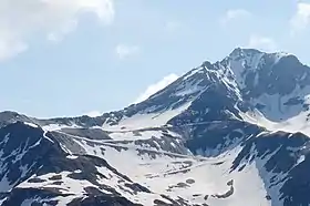 Vue du glacier au pied du sommet de Bellecôte  en juillet 2013.