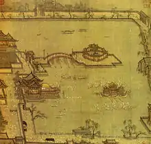 « Jeux dans le bassin Jinming », peinture de Zhang Zerui représentant Kaifeng, la capitale des Song du Nord.