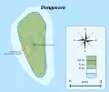 Carte de l'île de Sonsorol (au sud) et Fanna, au nord.