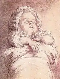 Sophie-Béatrice, dernier enfant du roi et de la reine, morte en 1787 à 11 mois, par Élisabeth Vigée Le Brun, vers 1786