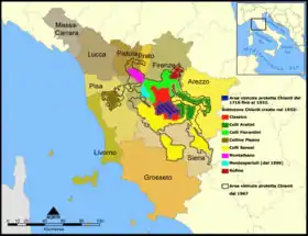 Cartographie des crus de la région de Chianti.