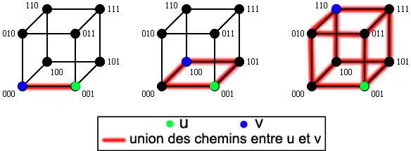 L'union des chemins entre des sommets à distance 
        k
    {\displaystyle k}
 défini 
          Q
            k
    {\displaystyle Q_{k}}
.