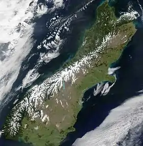 Image satellite de l'île du Sud.