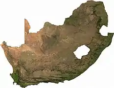 Vue satellite de l'Afrique du Sud
