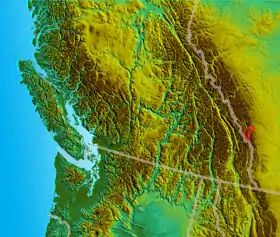 Carte de localisation du chaînon Kananaskis.