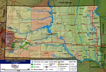 Carte du Dakota du Sud.