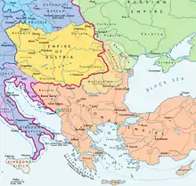L'Europe du Sud-Est après le traité de Bucarest (1812).