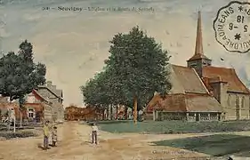 L'église et la route de Sennely.