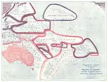 Carte des mandats internationaux dans le Pacifique (1921).