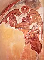 Théophane le Grec, La Trinité (1378), Novgorod, Église de la Transfiguration-du-Sauveur-sur-Iline.