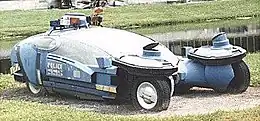 Un spinner, véhicule du film Blade Runner, dont les quelques modèles produits par les décorateurs ont été utilisés pour faire les voitures futuristes visibles dans le film en 2015.