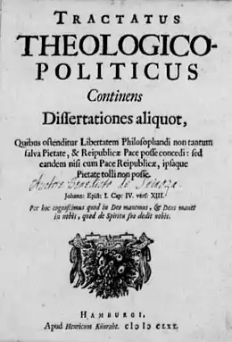 Traité théologico-politique du philosophe judéo-hollandais, 1670.