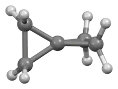 Représentation 3D du spiropentane.