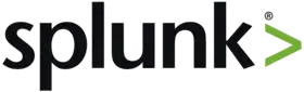 Le logo de Splunk est composé du nom de l'entreprise en police de caractère sans serif, suivi du symbole mathématique “plus grand que” en vert clair.