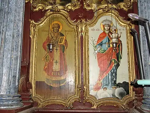 Saint Nicolas et la Mère de Dieu avec le Christ.