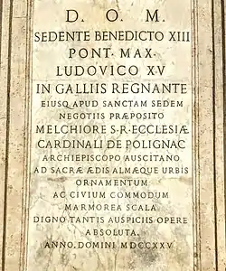 Stèle commémorative de l'inauguration par le cardinal de Polignac.