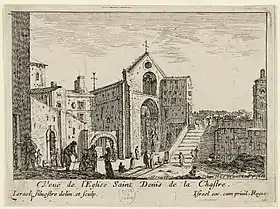 l'église St-Denis de la Châtre [sic] vers 1650 dessin d'Israël Sylvestre