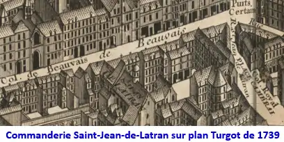 Saint-Jean de Latran sur plan Turgot de 1739.