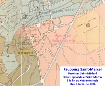 Les paroisses du faubourg St-Marcel en 1786.