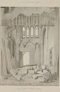 Démolition de l’intérieur de l’église Saint-Pierre-aux Boeufs en 1837.