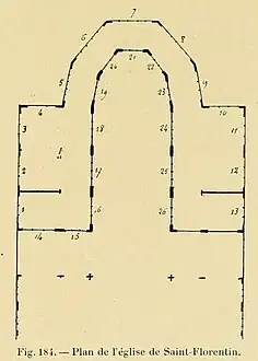 Plan de l'église par L. Ottin