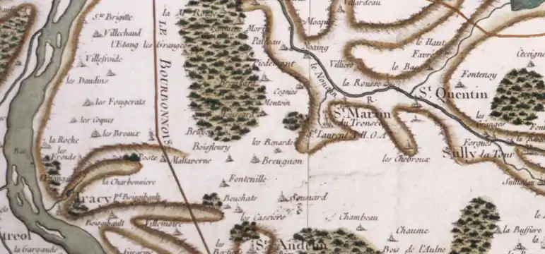 Saint-Martin-du-Tronsec sur la carte de Cassini (1759).